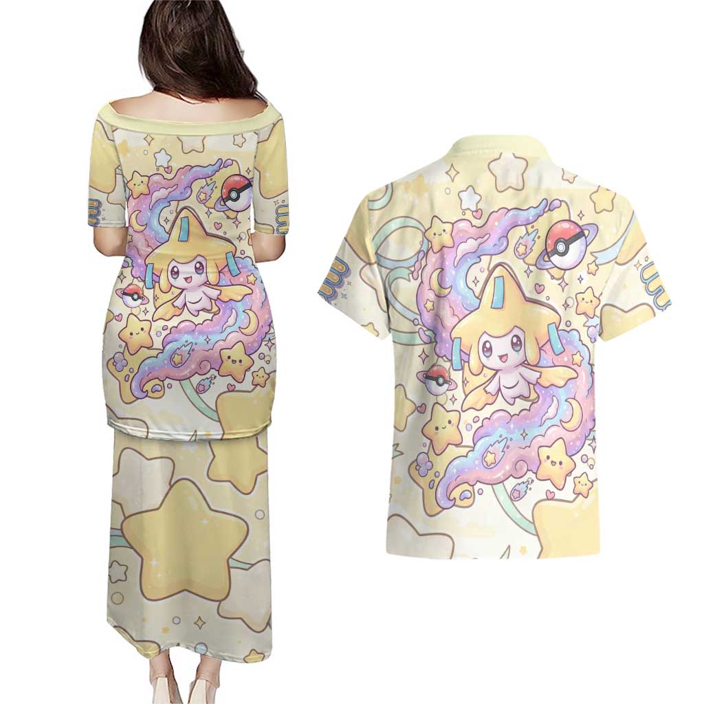 Jirachi Couples Matching Puletasi and Hawaiian Shirt Pastel Dreamy Starwish Art