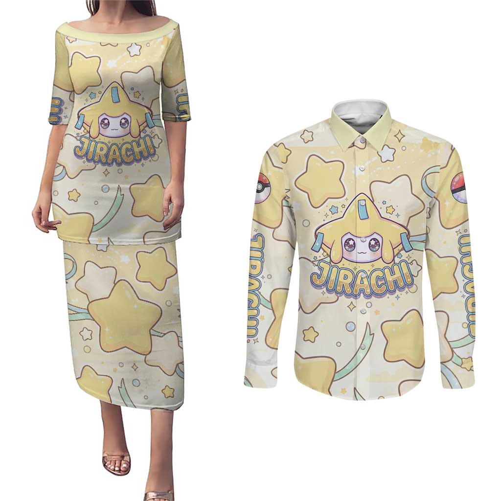 Jirachi Couples Matching Puletasi and Long Sleeve Button Shirt Pastel Dreamy Starwish Art