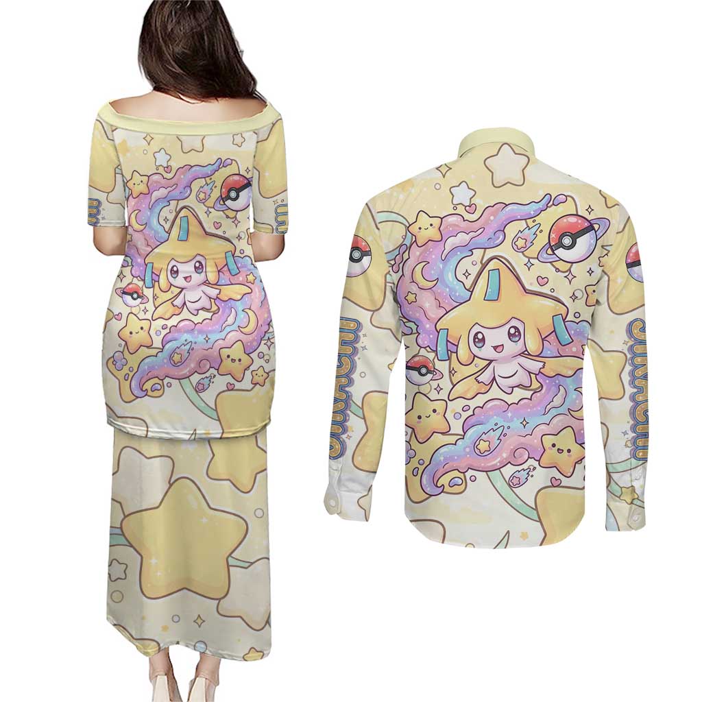 Jirachi Couples Matching Puletasi and Long Sleeve Button Shirt Pastel Dreamy Starwish Art