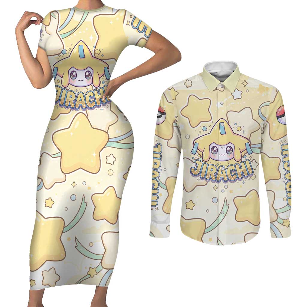 Jirachi Couples Matching Short Sleeve Bodycon Dress and Long Sleeve Button Shirt Pastel Dreamy Starwish Art