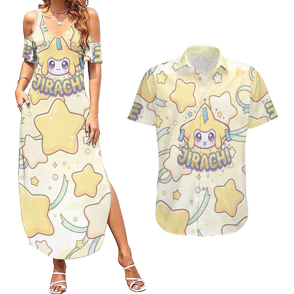 Jirachi Couples Matching Summer Maxi Dress and Hawaiian Shirt Pastel Dreamy Starwish Art