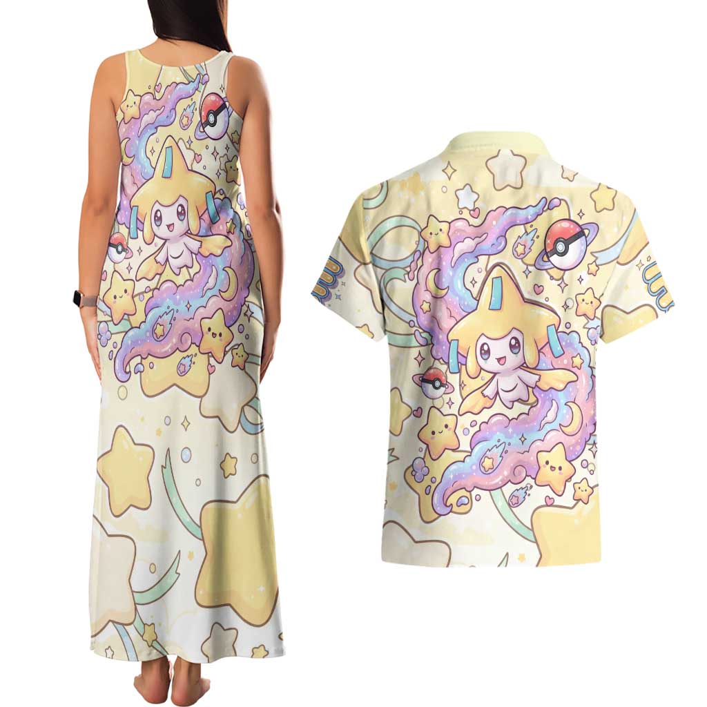 Jirachi Couples Matching Tank Maxi Dress and Hawaiian Shirt Pastel Dreamy Starwish Art