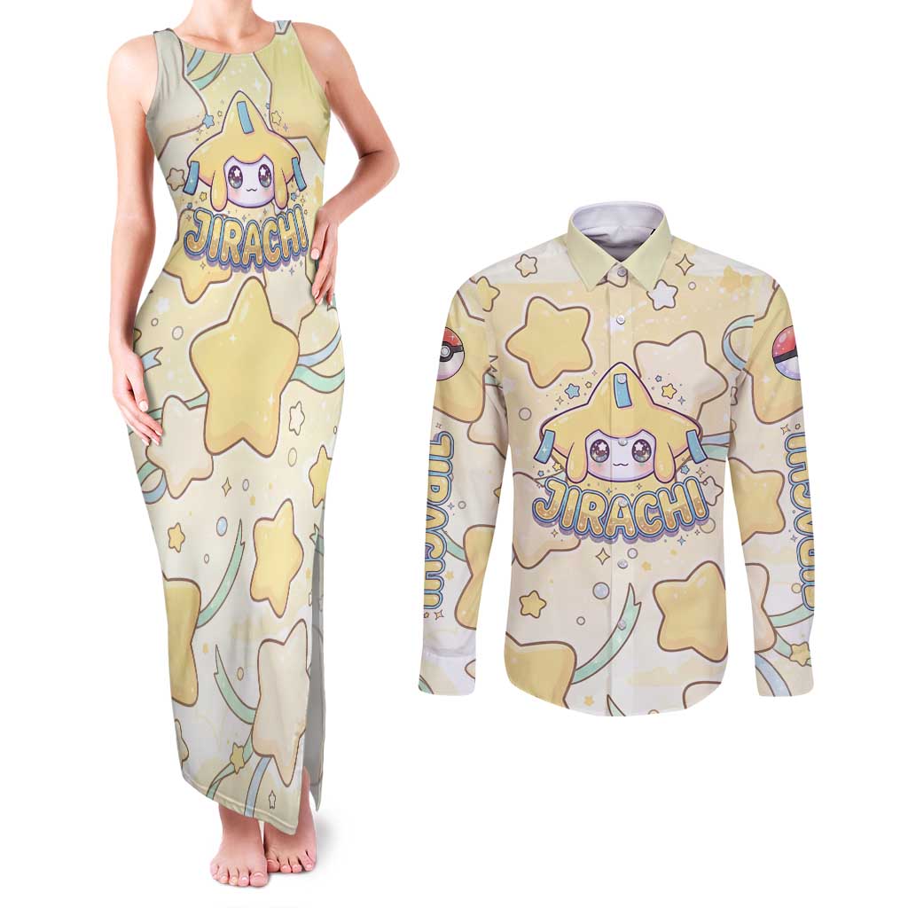 Jirachi Couples Matching Tank Maxi Dress and Long Sleeve Button Shirt Pastel Dreamy Starwish Art