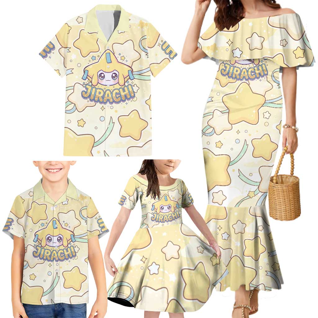 Jirachi Family Matching Mermaid Dress and Hawaiian Shirt Pastel Dreamy Starwish Art