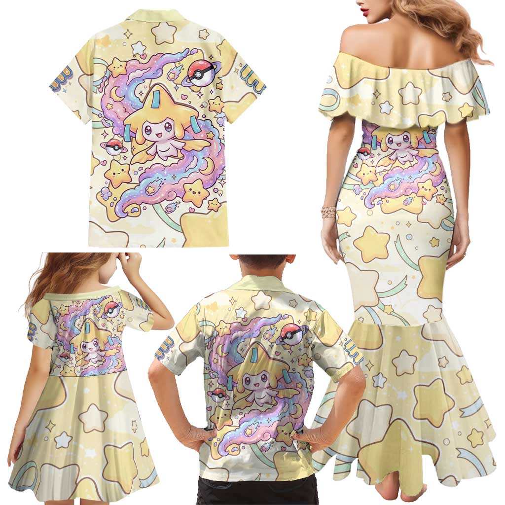 Jirachi Family Matching Mermaid Dress and Hawaiian Shirt Pastel Dreamy Starwish Art