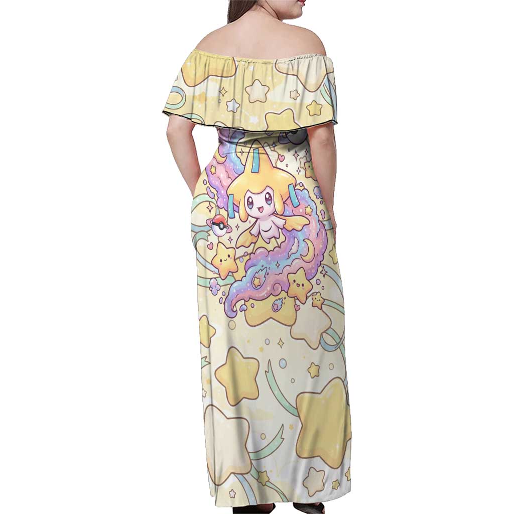Jirachi Family Matching Off Shoulder Maxi Dress and Hawaiian Shirt Pastel Dreamy Starwish Art