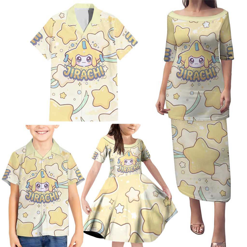Jirachi Family Matching Puletasi and Hawaiian Shirt Pastel Dreamy Starwish Art