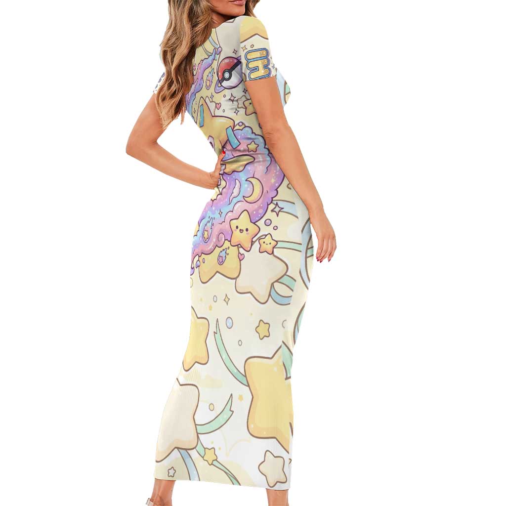 Jirachi Family Matching Short Sleeve Bodycon Dress and Hawaiian Shirt Pastel Dreamy Starwish Art