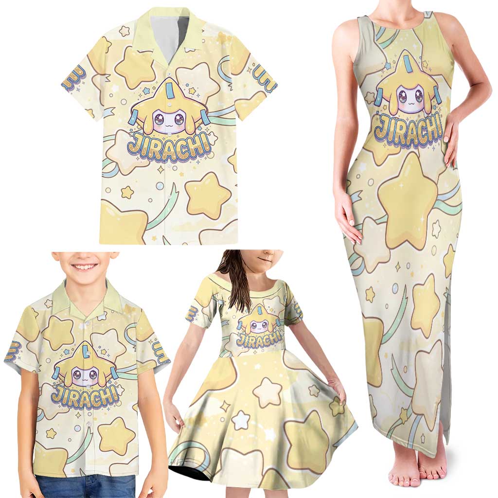 Jirachi Family Matching Tank Maxi Dress and Hawaiian Shirt Pastel Dreamy Starwish Art