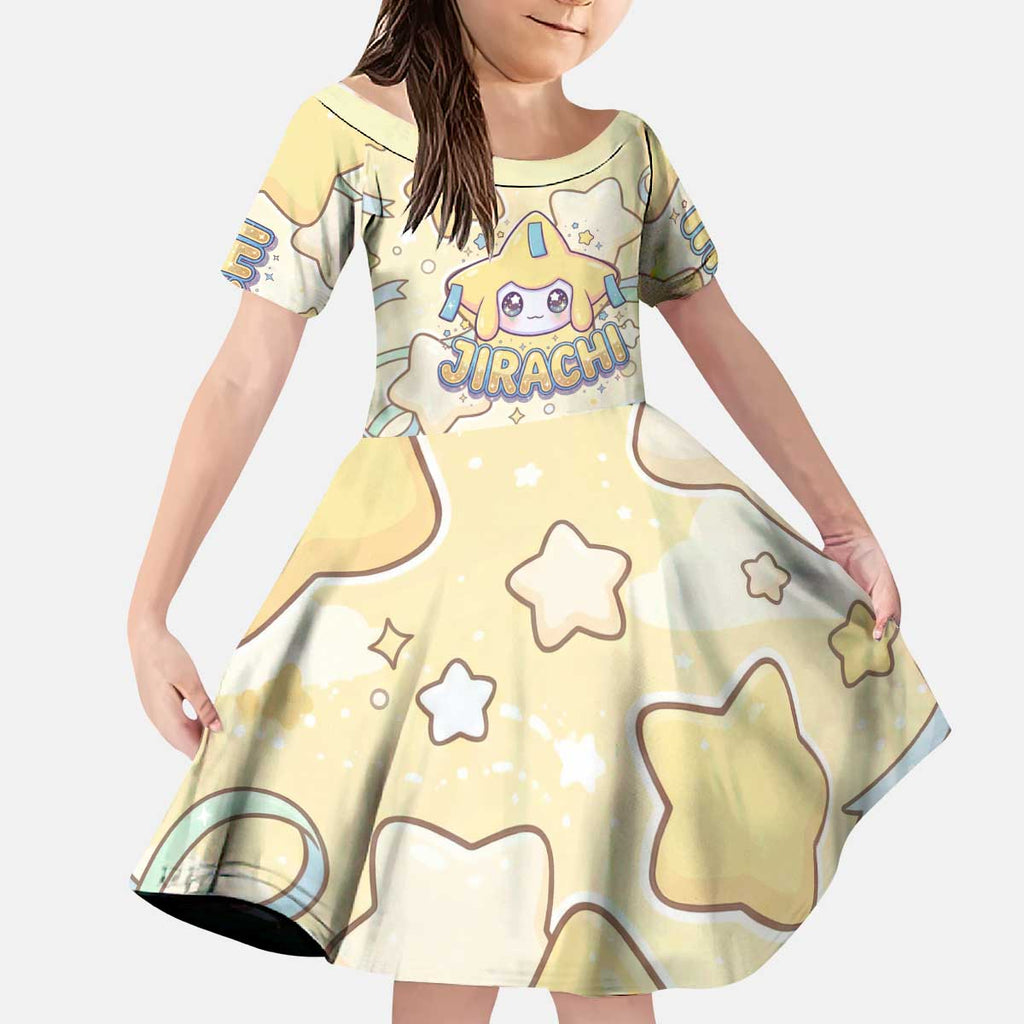 Jirachi Kid Short Sleeve Dress Pastel Dreamy Starwish Art