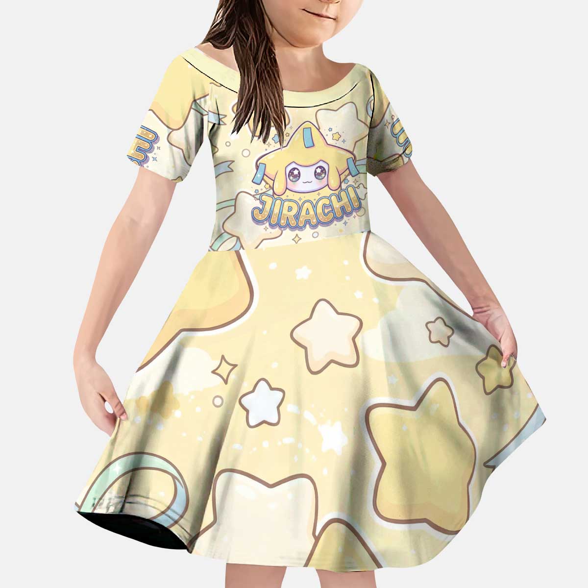 Jirachi Kid Short Sleeve Dress Pastel Dreamy Starwish Art