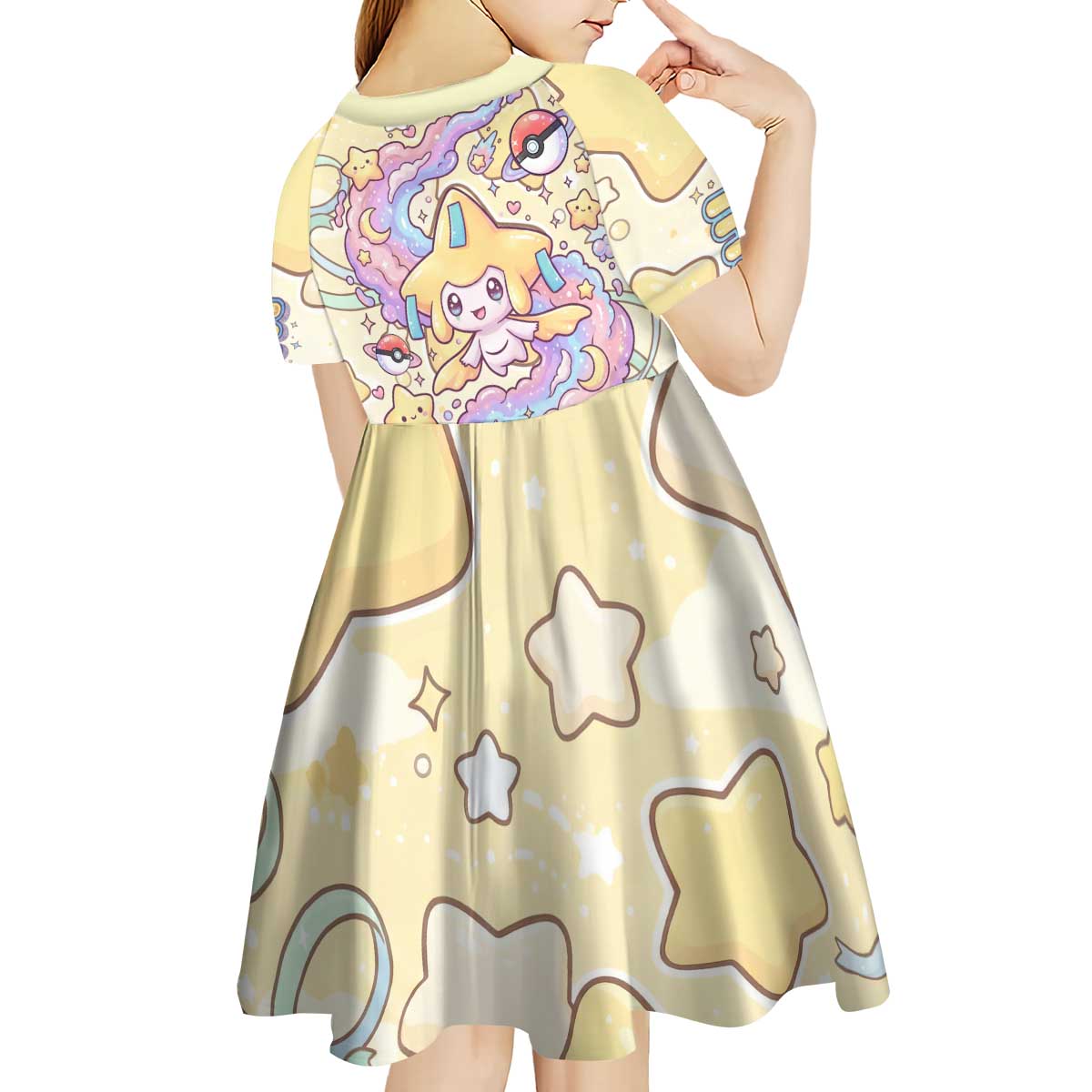 Jirachi Kid Short Sleeve Dress Pastel Dreamy Starwish Art
