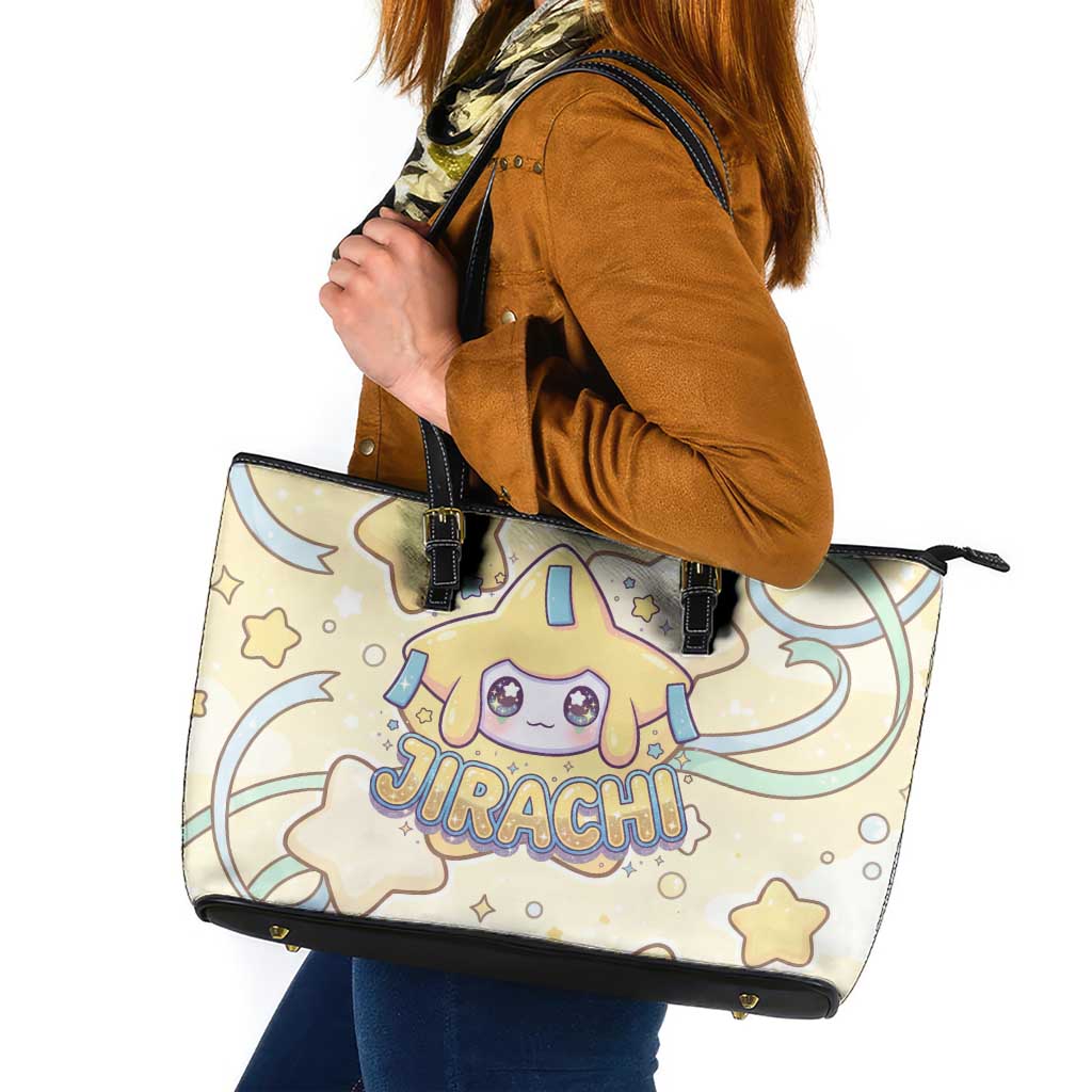 Jirachi Leather Tote Bag Pastel Dreamy Starwish Art