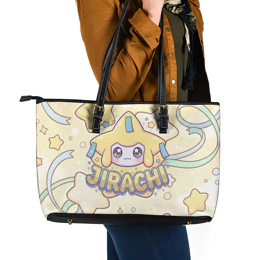 Jirachi Leather Tote Bag Pastel Dreamy Starwish Art