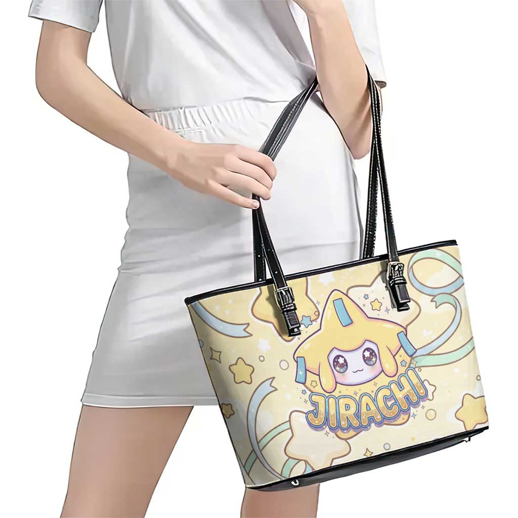 Jirachi Leather Tote Bag Pastel Dreamy Starwish Art