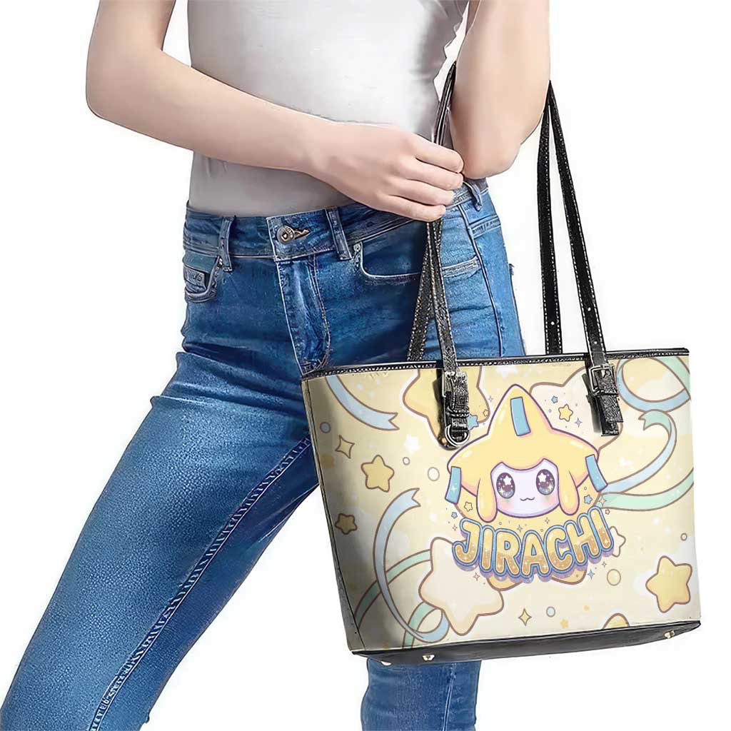 Jirachi Leather Tote Bag Pastel Dreamy Starwish Art