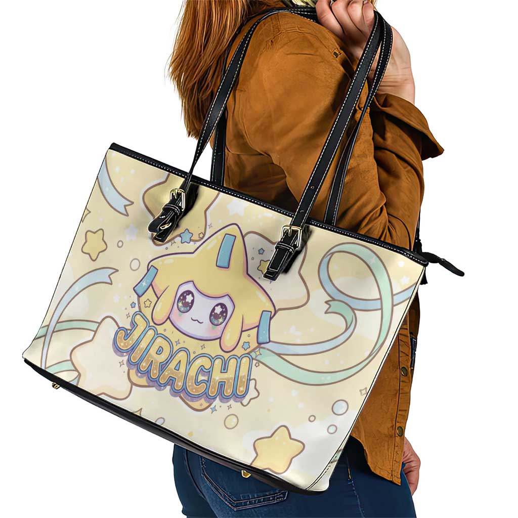 Jirachi Leather Tote Bag Pastel Dreamy Starwish Art