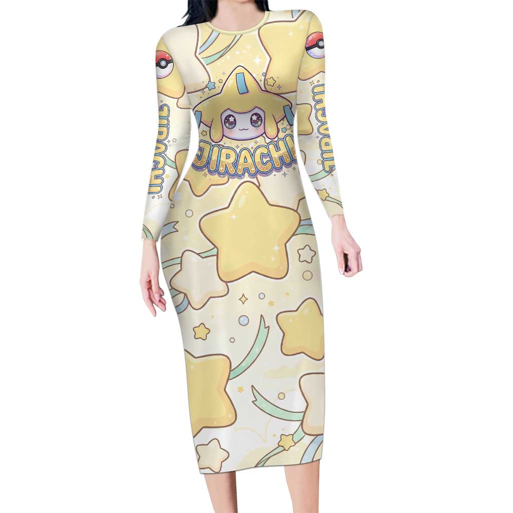 Jirachi Long Sleeve Bodycon Dress Pastel Dreamy Starwish Art