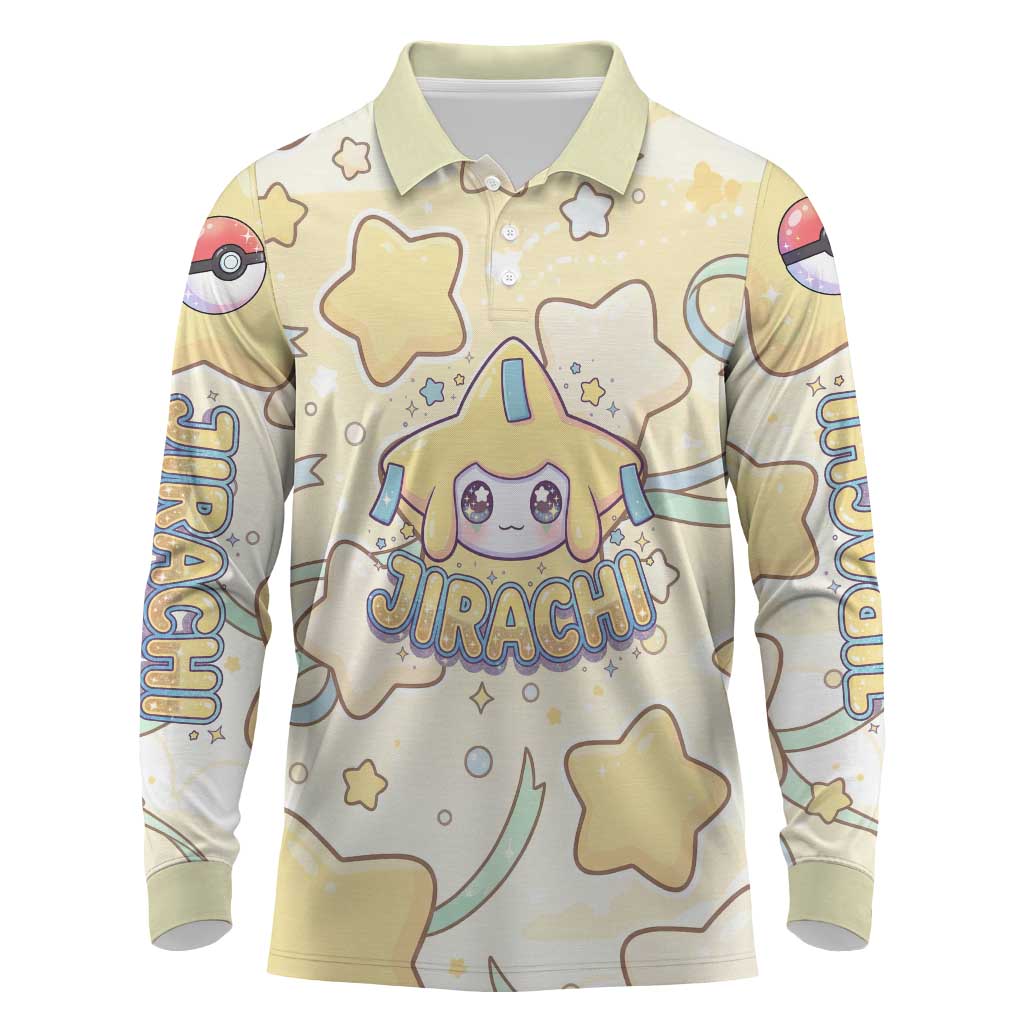Jirachi Long Sleeve Polo Shirt Pastel Dreamy Starwish Art
