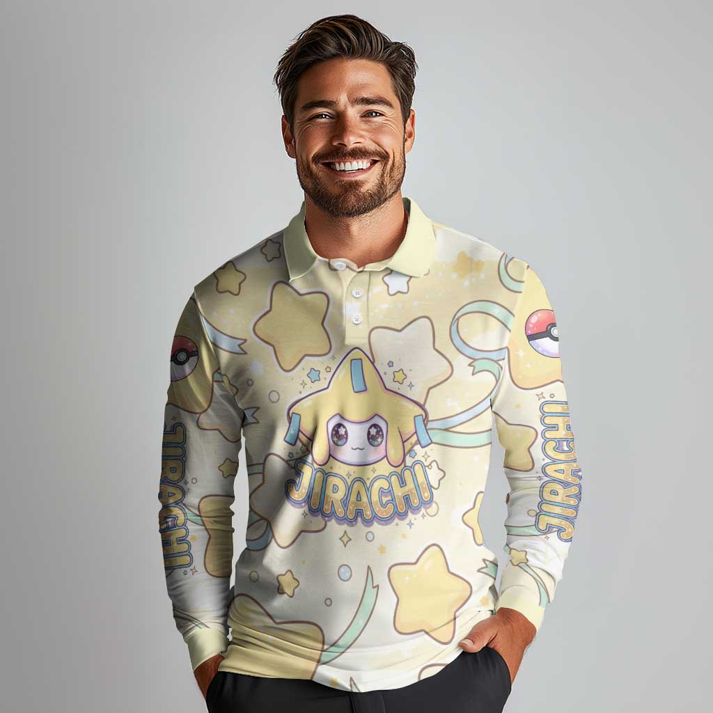 Jirachi Long Sleeve Polo Shirt Pastel Dreamy Starwish Art