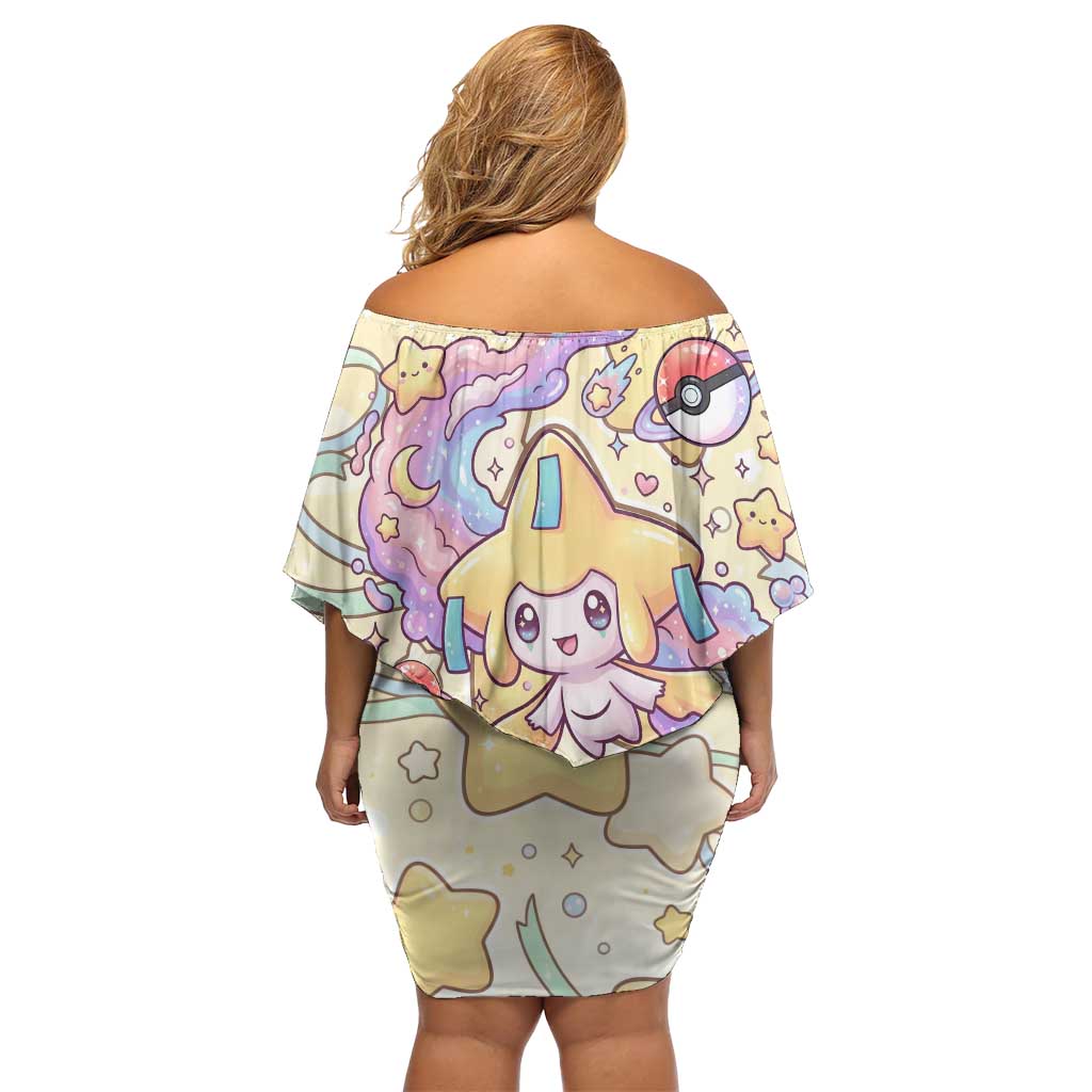 Jirachi Off Shoulder Short Dress Pastel Dreamy Starwish Art