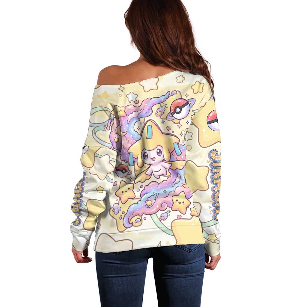 Jirachi Off Shoulder Sweater Pastel Dreamy Starwish Art