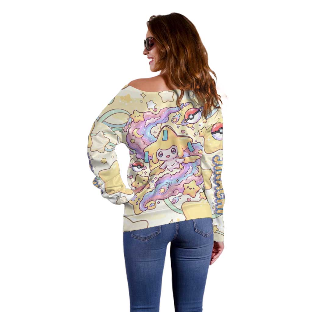 Jirachi Off Shoulder Sweater Pastel Dreamy Starwish Art