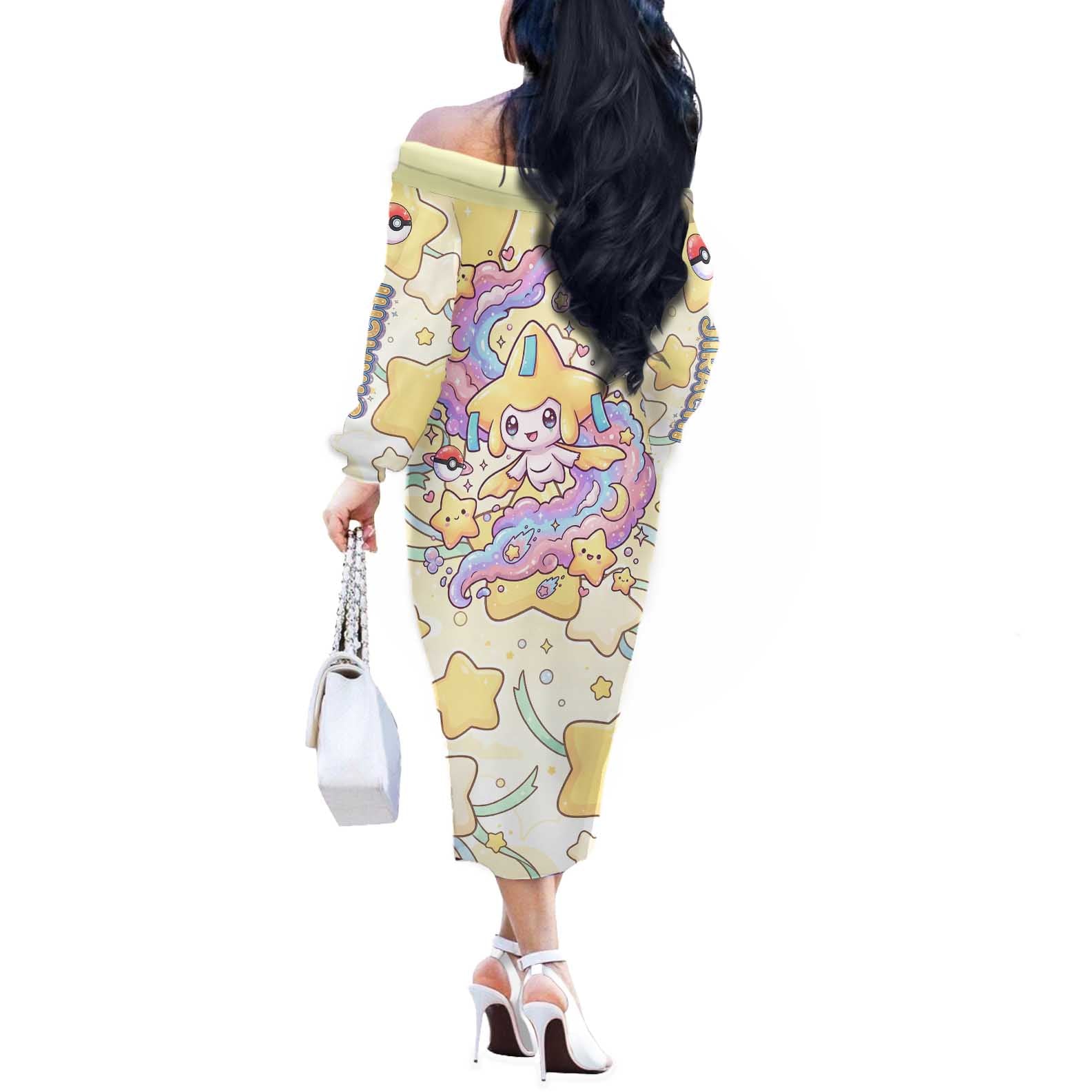 Jirachi Off The Shoulder Long Sleeve Dress Pastel Dreamy Starwish Art