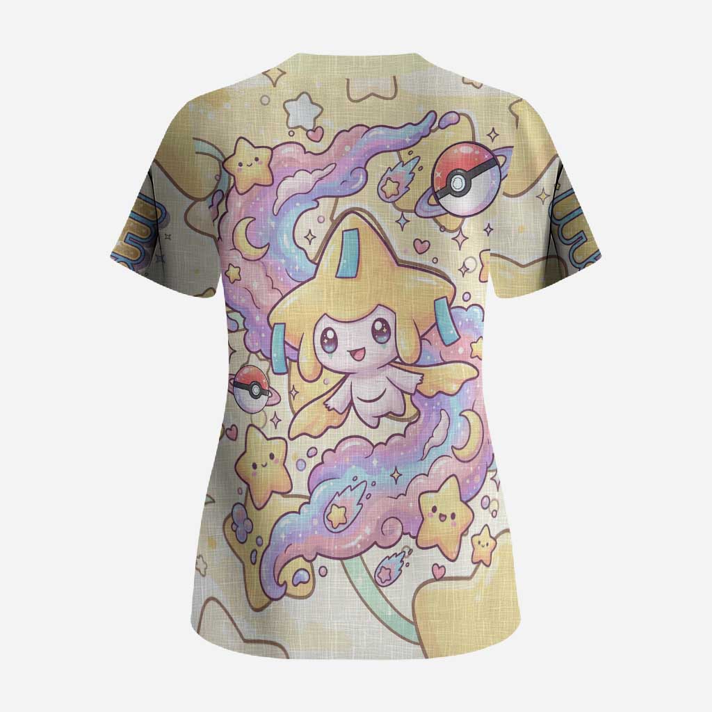 Jirachi Scrub Top Pastel Dreamy Starwish Art