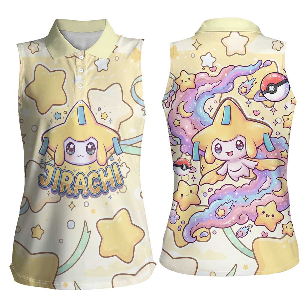 Jirachi Women Sleeveless Polo Shirt Pastel Dreamy Starwish Art