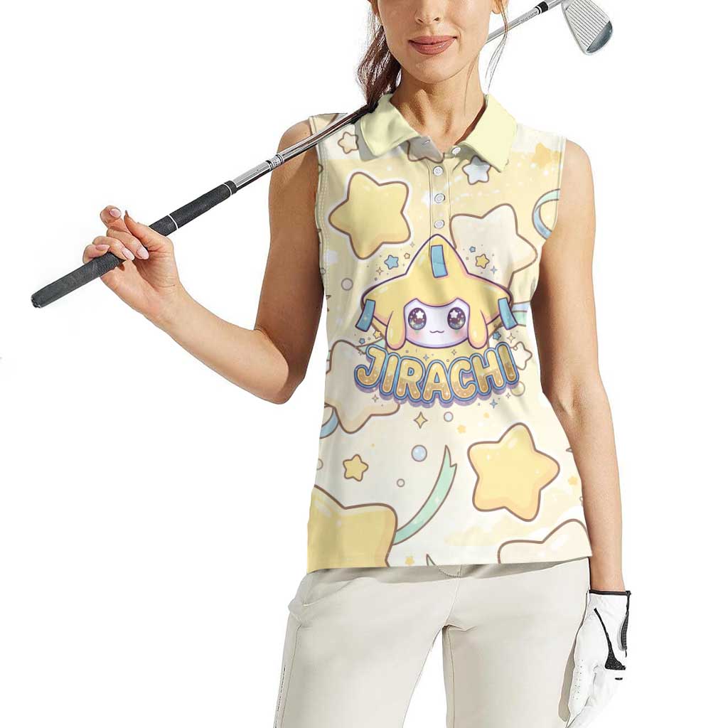 Jirachi Women Sleeveless Polo Shirt Pastel Dreamy Starwish Art