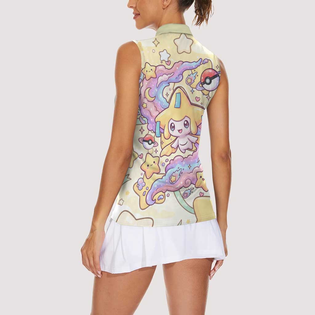 Jirachi Women Sleeveless Polo Shirt Pastel Dreamy Starwish Art