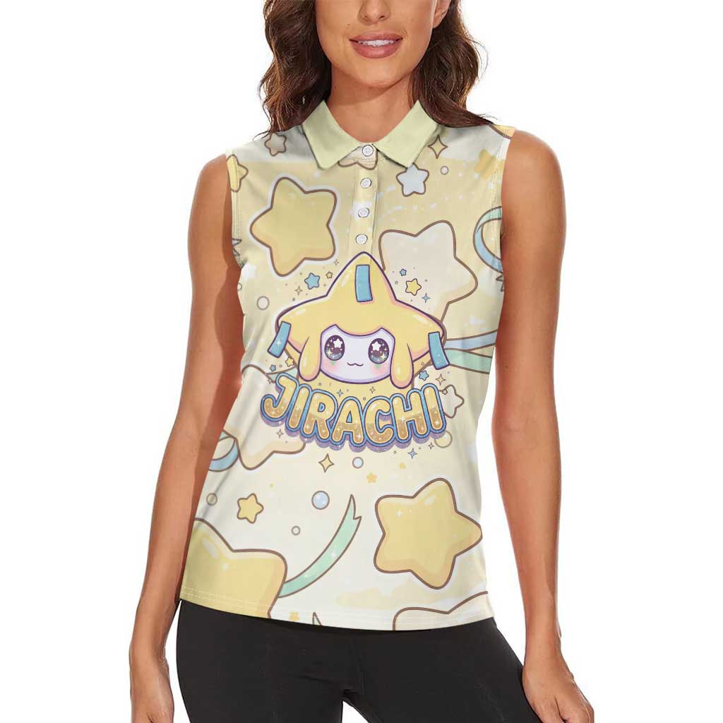 Jirachi Women Sleeveless Polo Shirt Pastel Dreamy Starwish Art