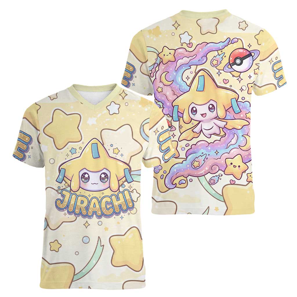 Jirachi Women V-Neck T-Shirt Pastel Dreamy Starwish Art