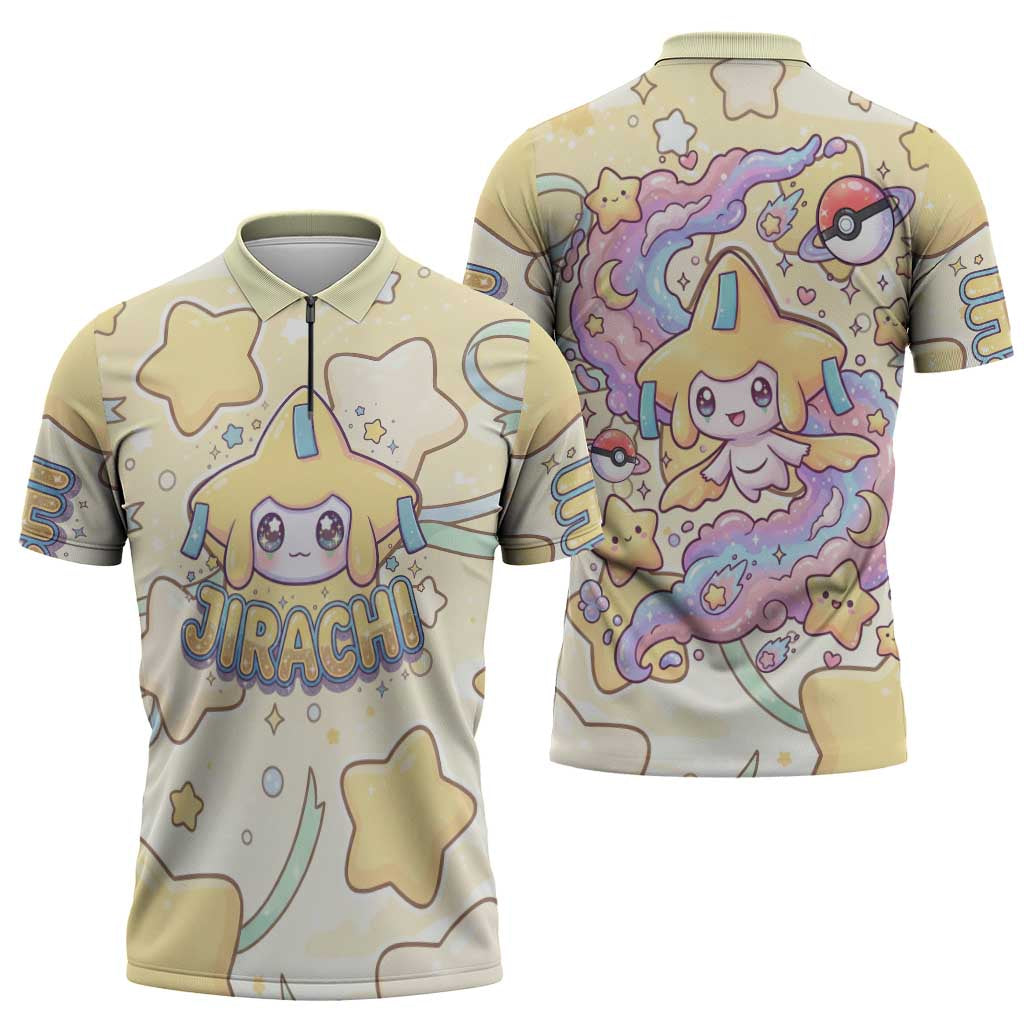 Jirachi Zipper Polo Shirt Pastel Dreamy Starwish Art
