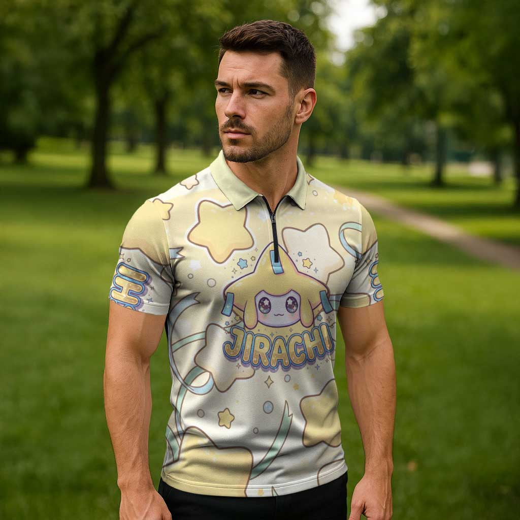 Jirachi Zipper Polo Shirt Pastel Dreamy Starwish Art