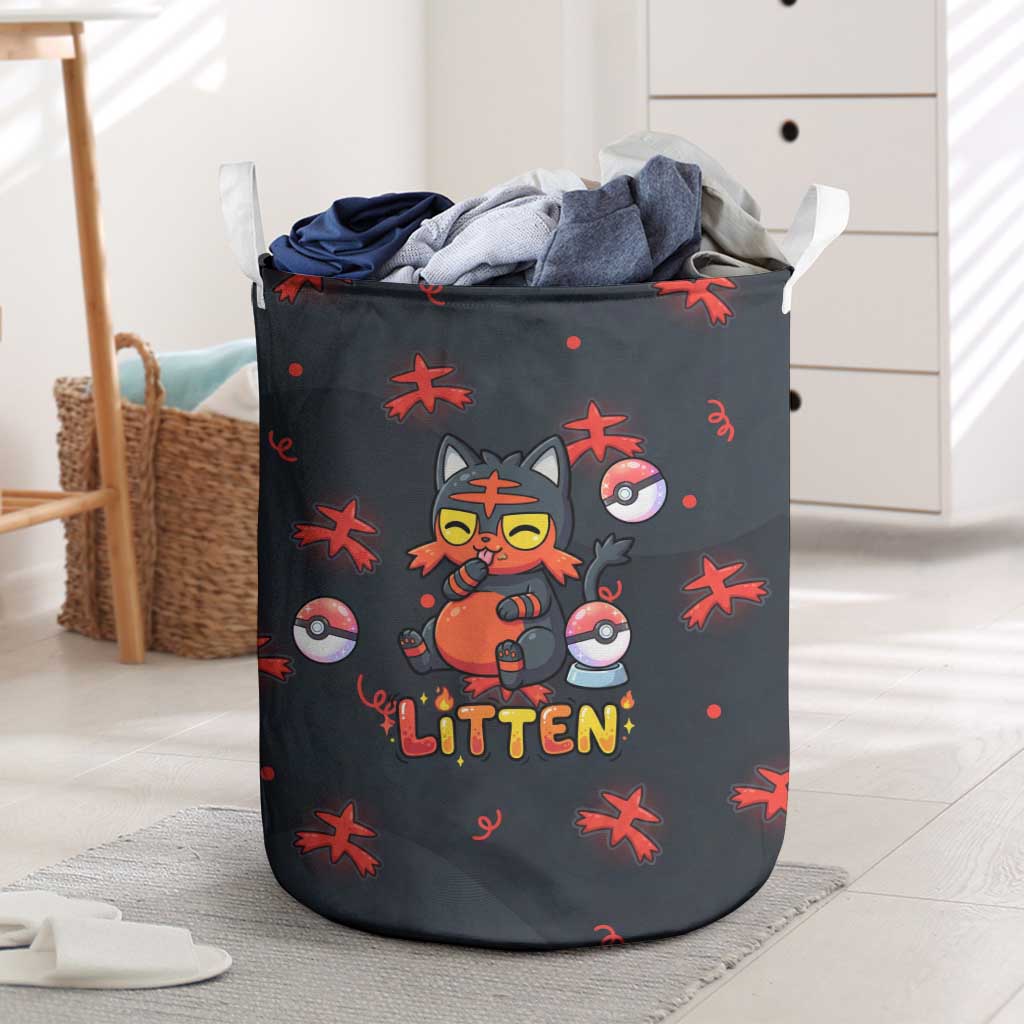 Litten Laundry Basket Playful Ember Cartoon Art