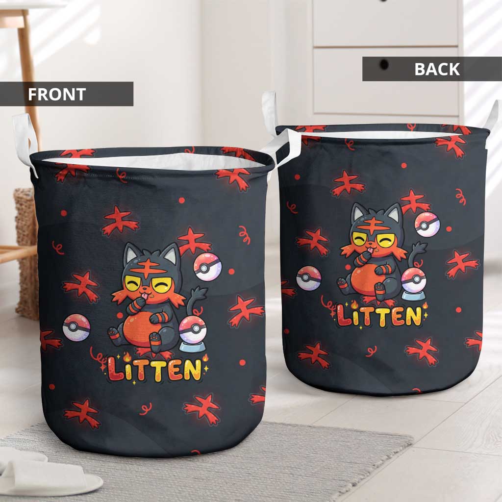 Litten Laundry Basket Playful Ember Cartoon Art