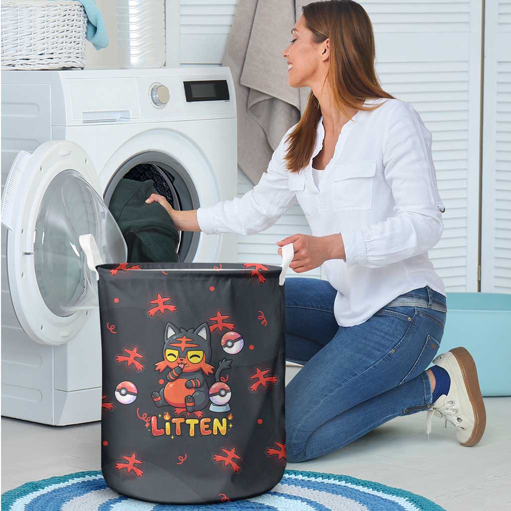 Litten Laundry Basket Playful Ember Cartoon Art