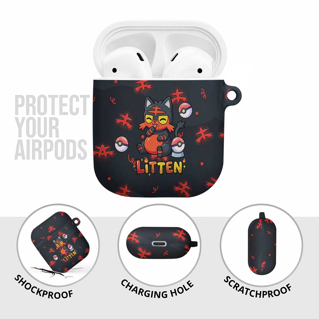 Litten AirPods Case Playful Ember Cartoon Art