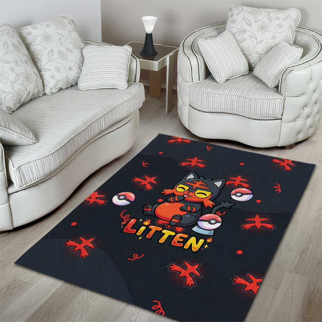 Litten Area Rug Playful Ember Cartoon Art