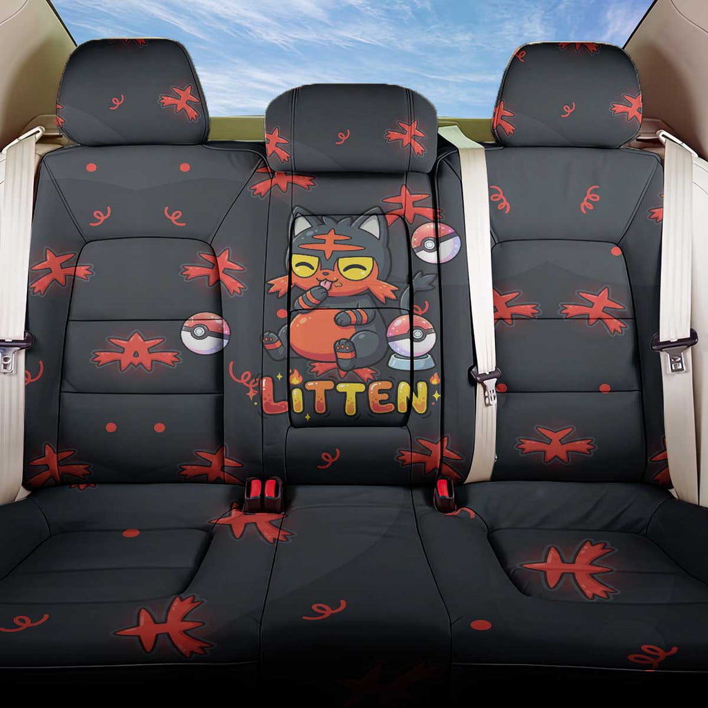 Litten Back Car Seat Cover Playful Ember Cartoon Art