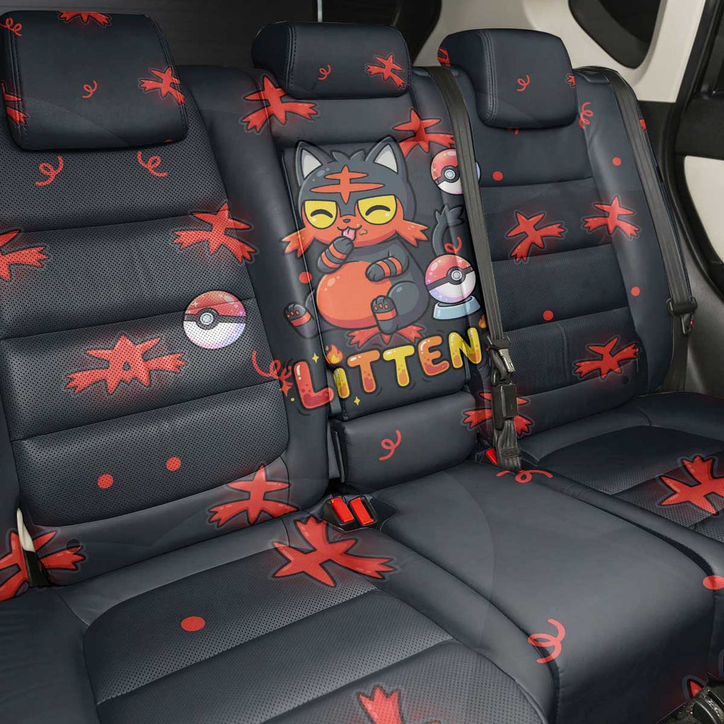 Litten Back Car Seat Cover Playful Ember Cartoon Art