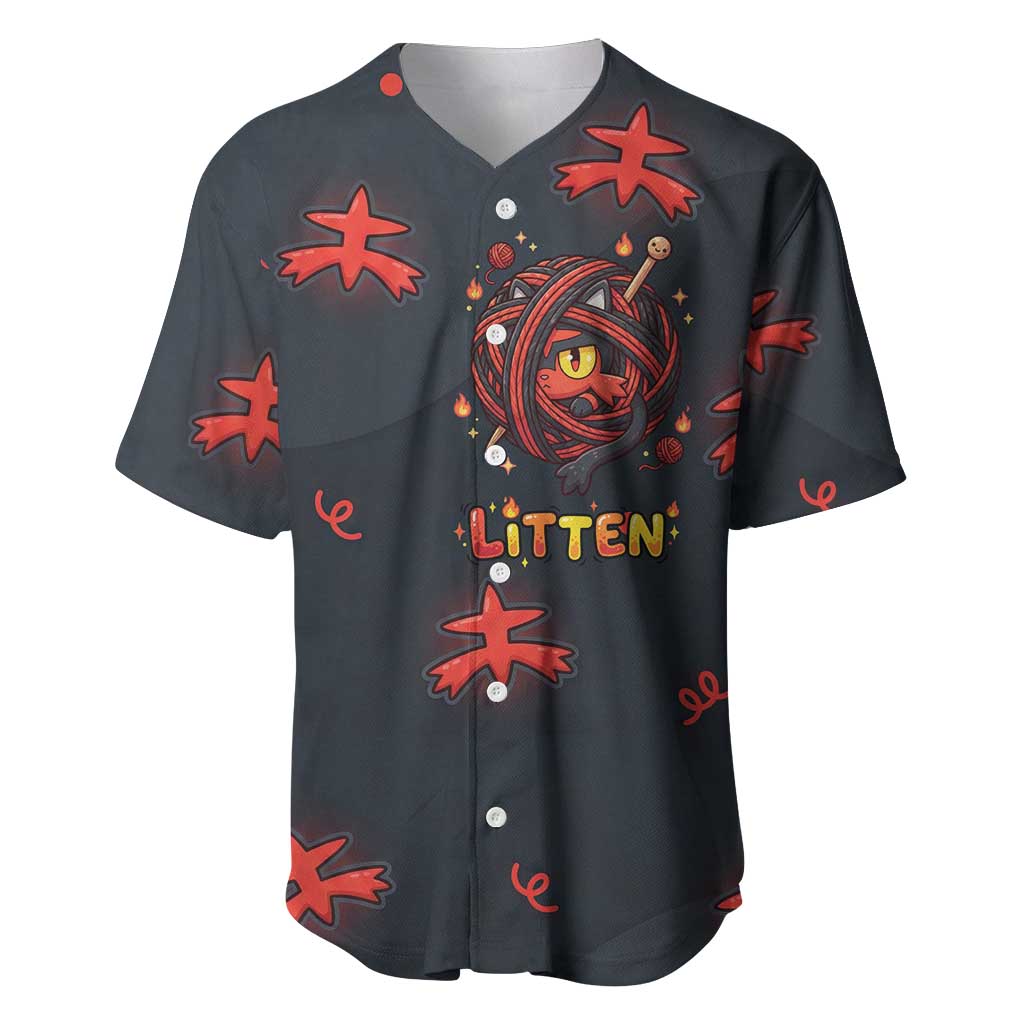 Litten Baseball Jersey Playful Ember Cartoon Art