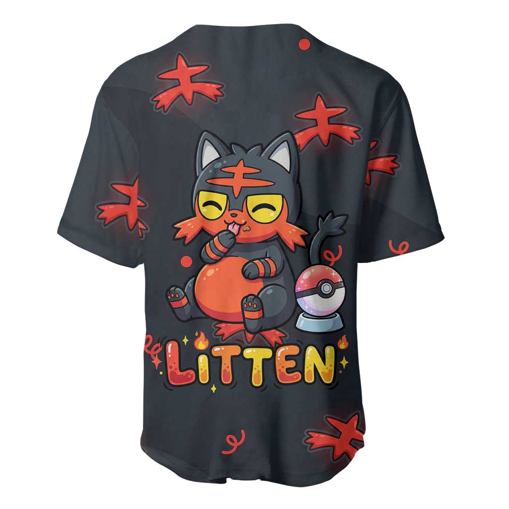 Litten Baseball Jersey Playful Ember Cartoon Art