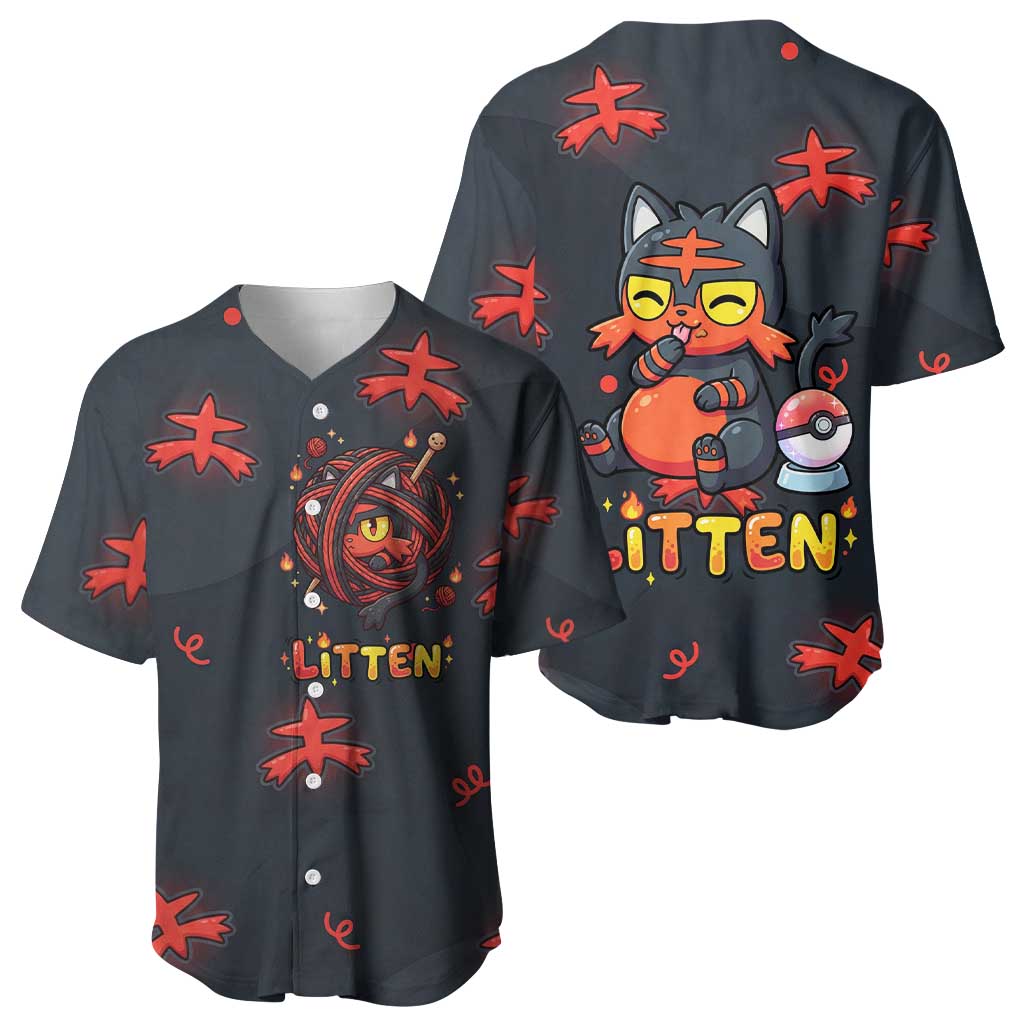 Litten Baseball Jersey Playful Ember Cartoon Art