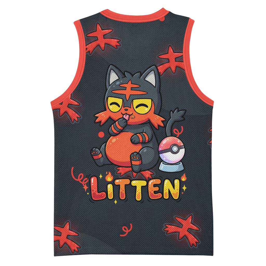 Litten Basketball Jersey Playful Ember Cartoon Art