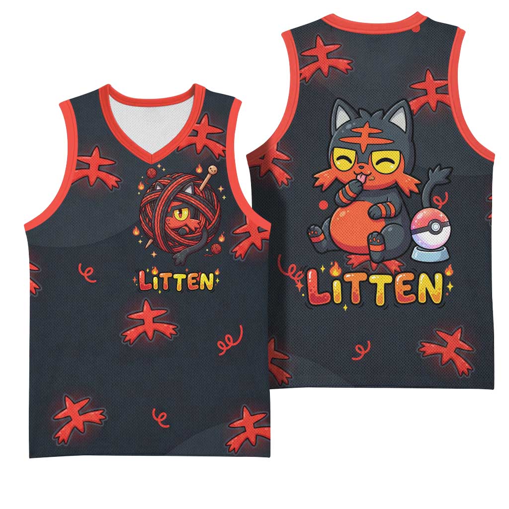 Litten Basketball Jersey Playful Ember Cartoon Art