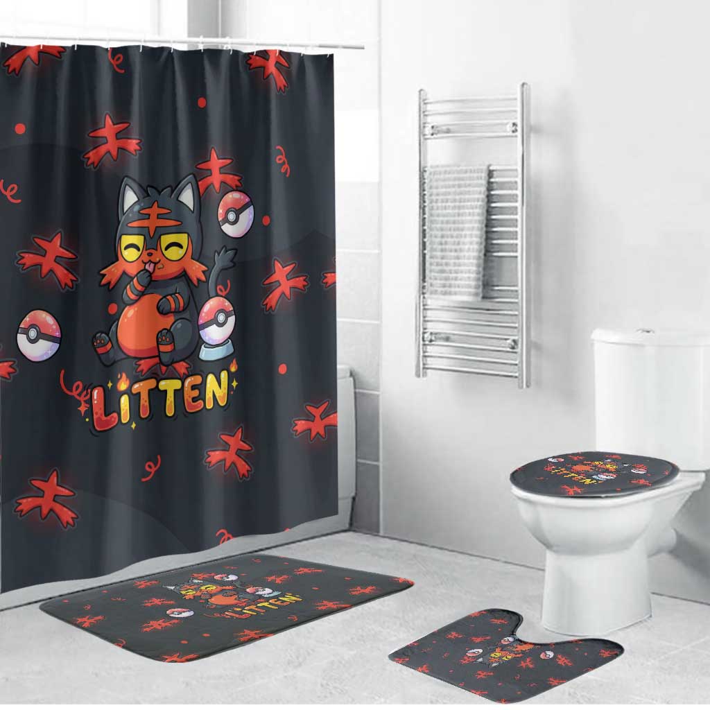 Litten Bathroom Set Playful Ember Cartoon Art