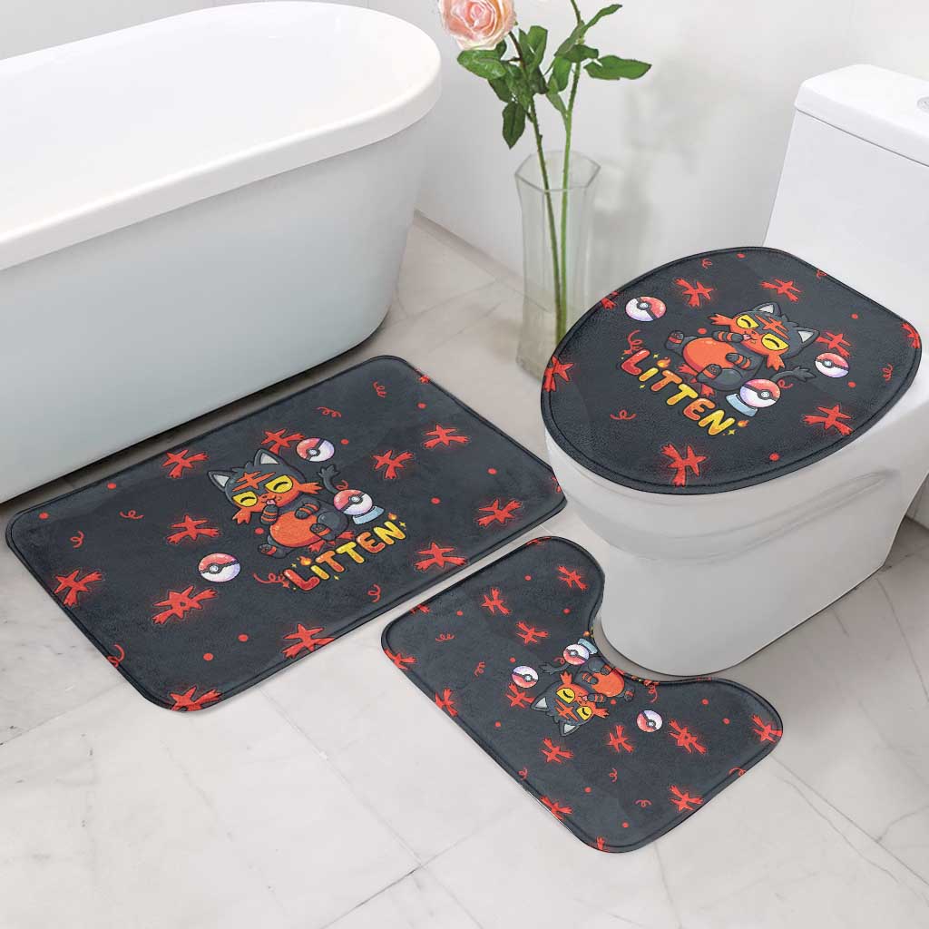 Litten Bathroom Set Playful Ember Cartoon Art